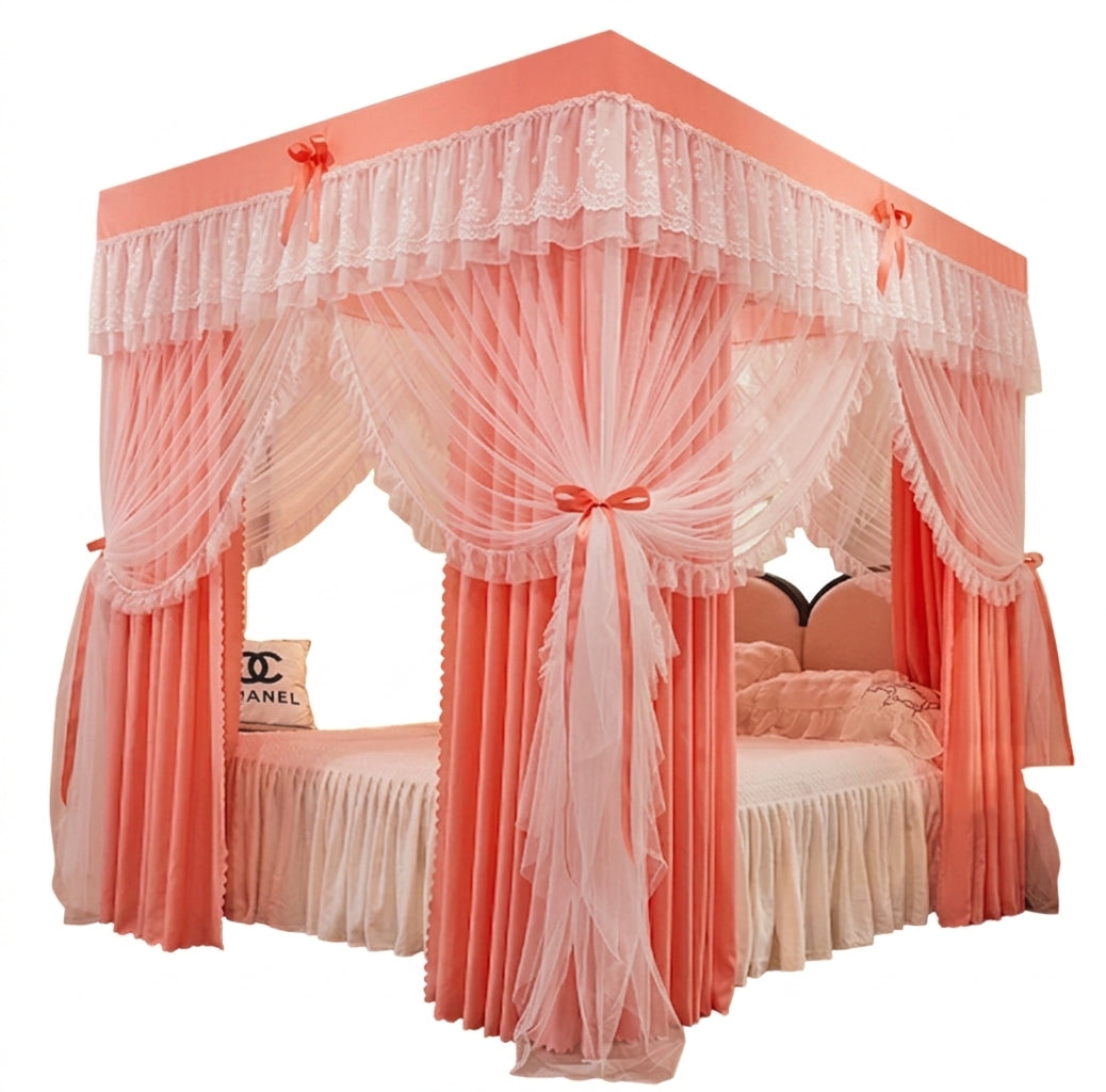 Princess Palace Style Blackout Mosquito Net Bed Canopy with Triple Doors