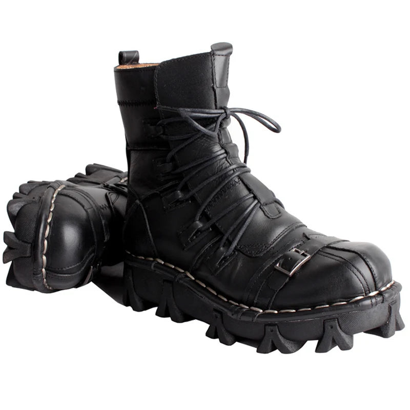 Men's Fashion Genuine Leather Handmade Punk Boots 1809