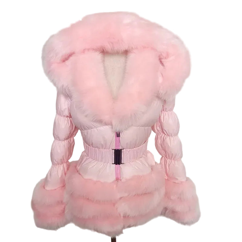 Women's Thick Warm Hooded Faux Fur Coat Y333
