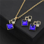 Women's Fashion Elegant Crystal Bridal Necklace and Earrings Set