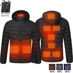 Men's Warm USB Electric Heated Hooded Winter Parka Coat 12