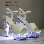 Women's Patent Leather Rhinestone Sandals and Platform High Heels