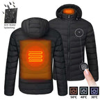 Men's Warm USB Electric Heated Hooded Winter Parka Coat 12