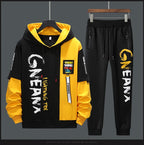 Men's Patchwork Hoodie and Sweatpants Tracksuit Set