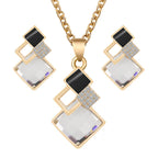 Women's Fashion Elegant Crystal Bridal Necklace and Earrings Set