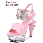 Women's Patent Leather Rhinestone Sandals and Platform High Heels