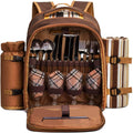 Insulated 4-Person Picnic Backpack with Cooler Compartment
