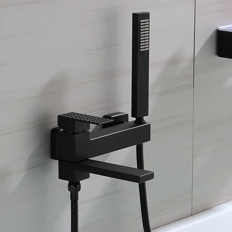 Wall Mount Bathtub Shower Mixer Faucet Set with Handheld Sprayer