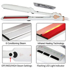 RUCHA Infrared Steam Hair Straightener 2-inch Ceramic Tourmaline Flat Iron