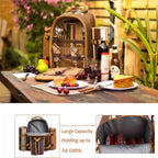 Insulated 4-Person Picnic Backpack with Cooler Compartment