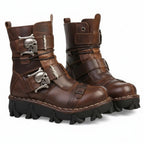 Men's Fashion Genuine Leather Handmade Punk Boots 1809