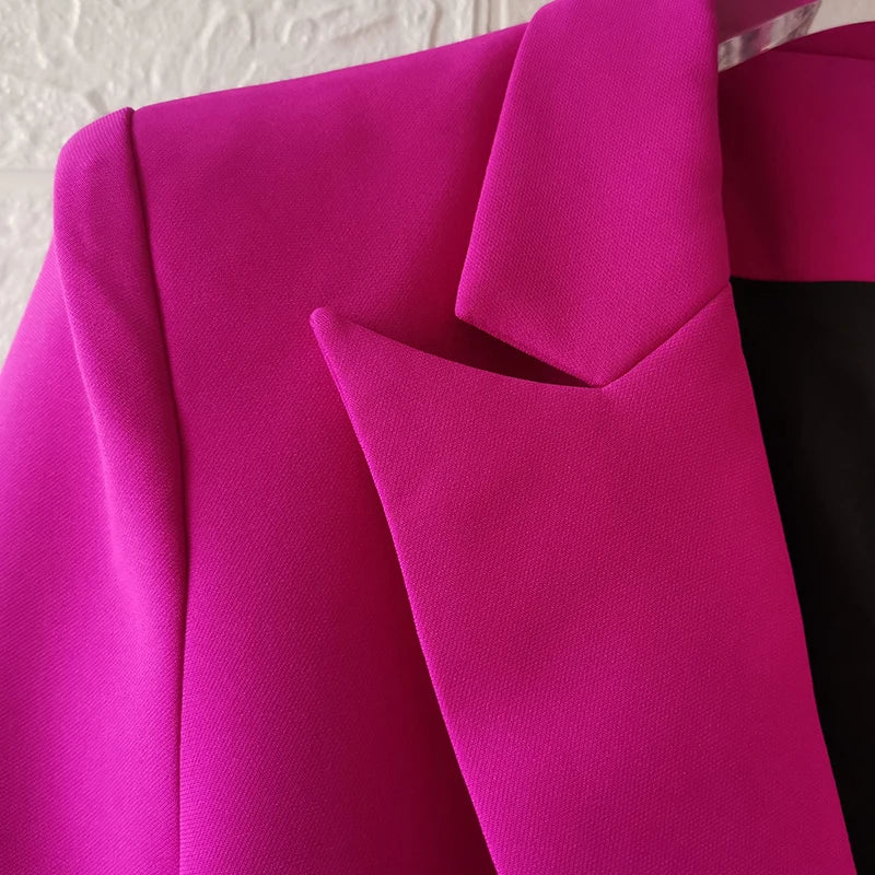 Women's Single Button Blazer and Flared Pants Suit Set