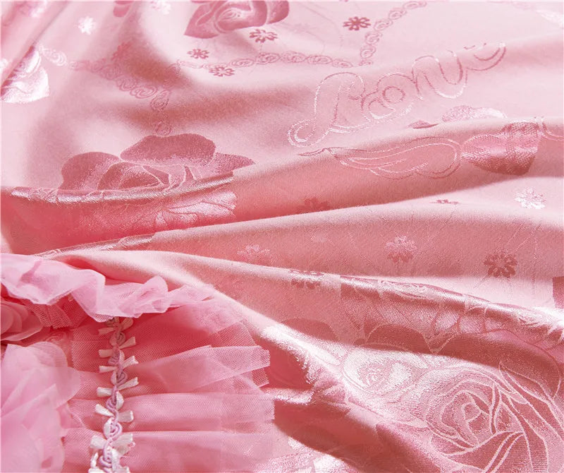 Luxury Princess Jacquard Duvet Cover and Lace Bedding Set