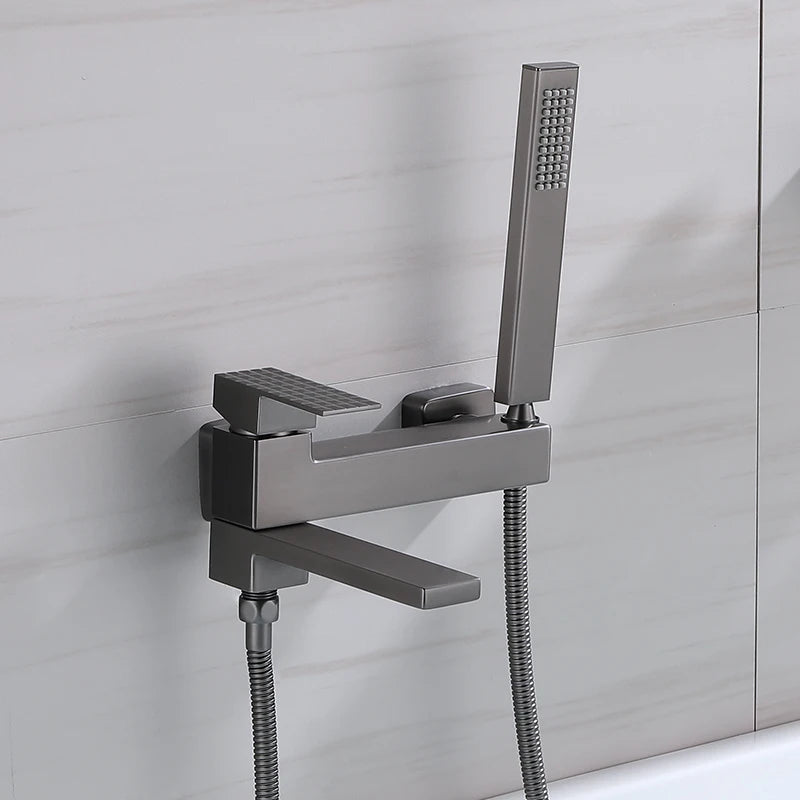 Wall Mount Bathtub Shower Mixer Faucet Set with Handheld Sprayer