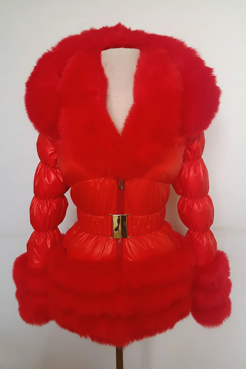 Women's Thick Warm Hooded Faux Fur Coat Y333