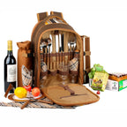 Insulated 4-Person Picnic Backpack with Cooler Compartment