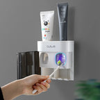 Wall Mount Automatic Toothpaste Dispenser with Magnetic Toothbrush Holder