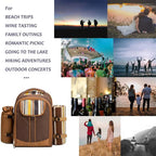 Insulated 4-Person Picnic Backpack with Cooler Compartment