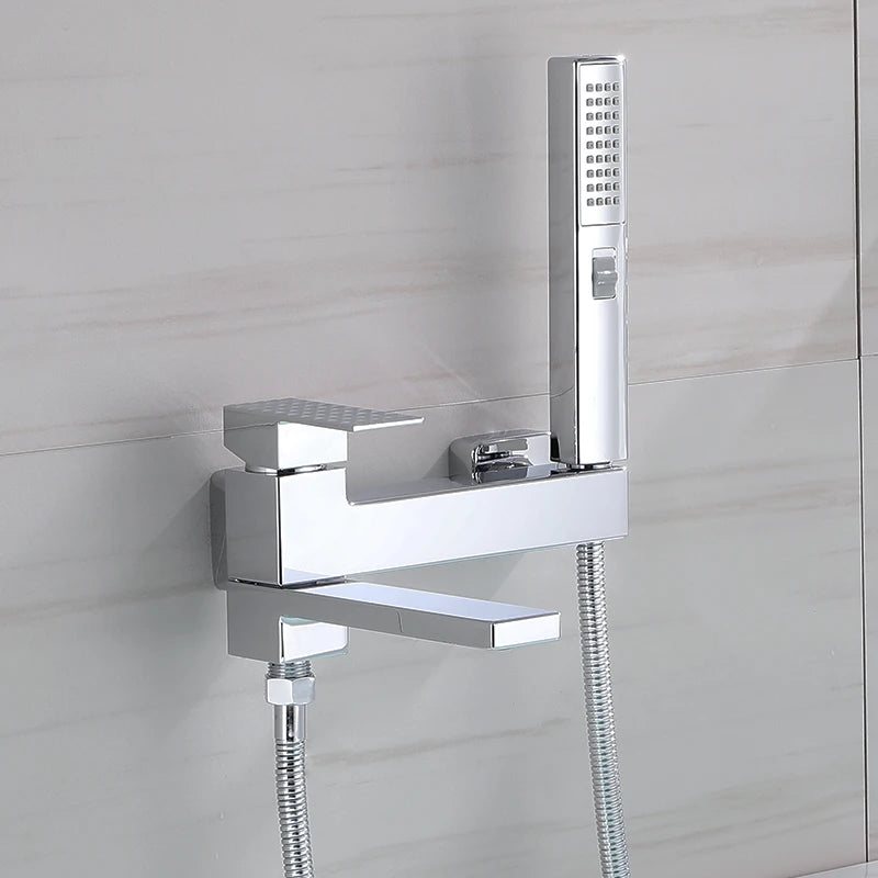 Wall Mount Bathtub Shower Mixer Faucet Set with Handheld Sprayer