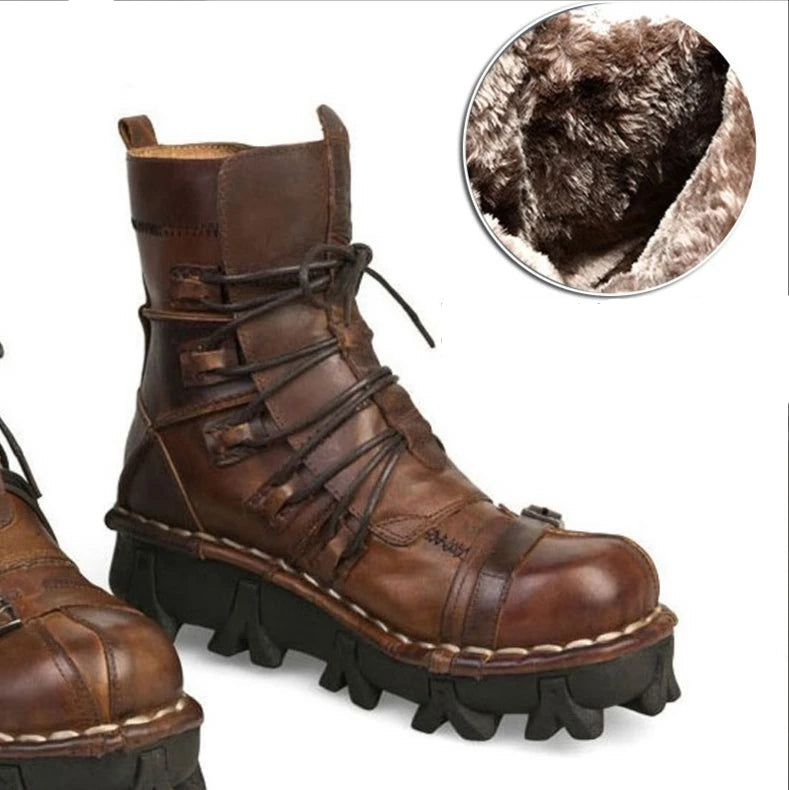 Men's Fashion Genuine Leather Handmade Punk Boots 1809
