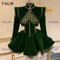 Women's Beaded Crystal Velour Cocktail Party Gown