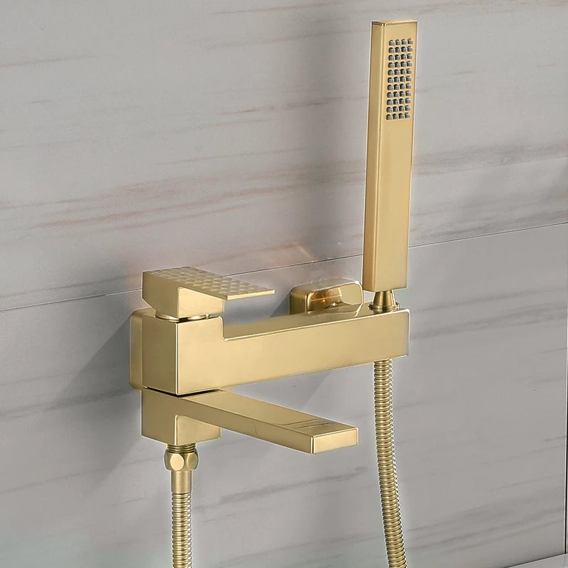 Wall Mount Bathtub Shower Mixer Faucet Set with Handheld Sprayer