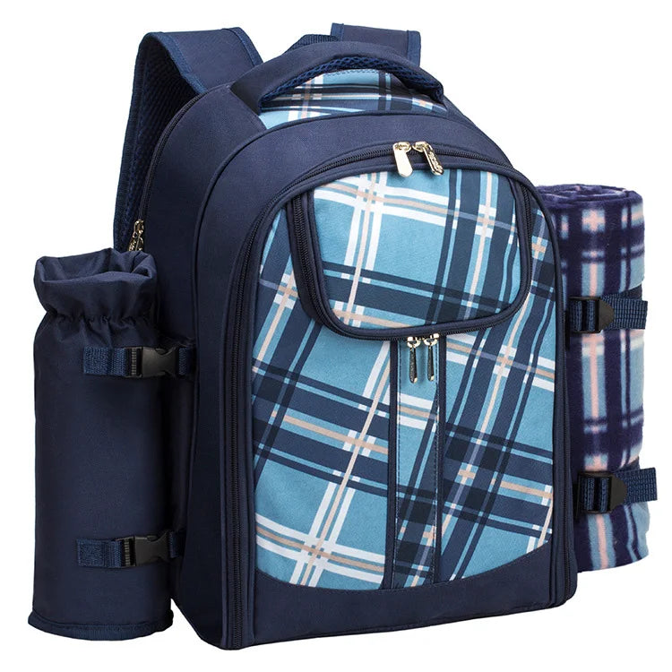 Insulated 4-Person Picnic Backpack with Cooler Compartment