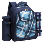 Insulated 4-Person Picnic Backpack with Cooler Compartment