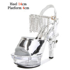 Women's Patent Leather Rhinestone Sandals and Platform High Heels