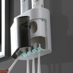 Wall Mount Automatic Toothpaste Dispenser with Magnetic Toothbrush Holder