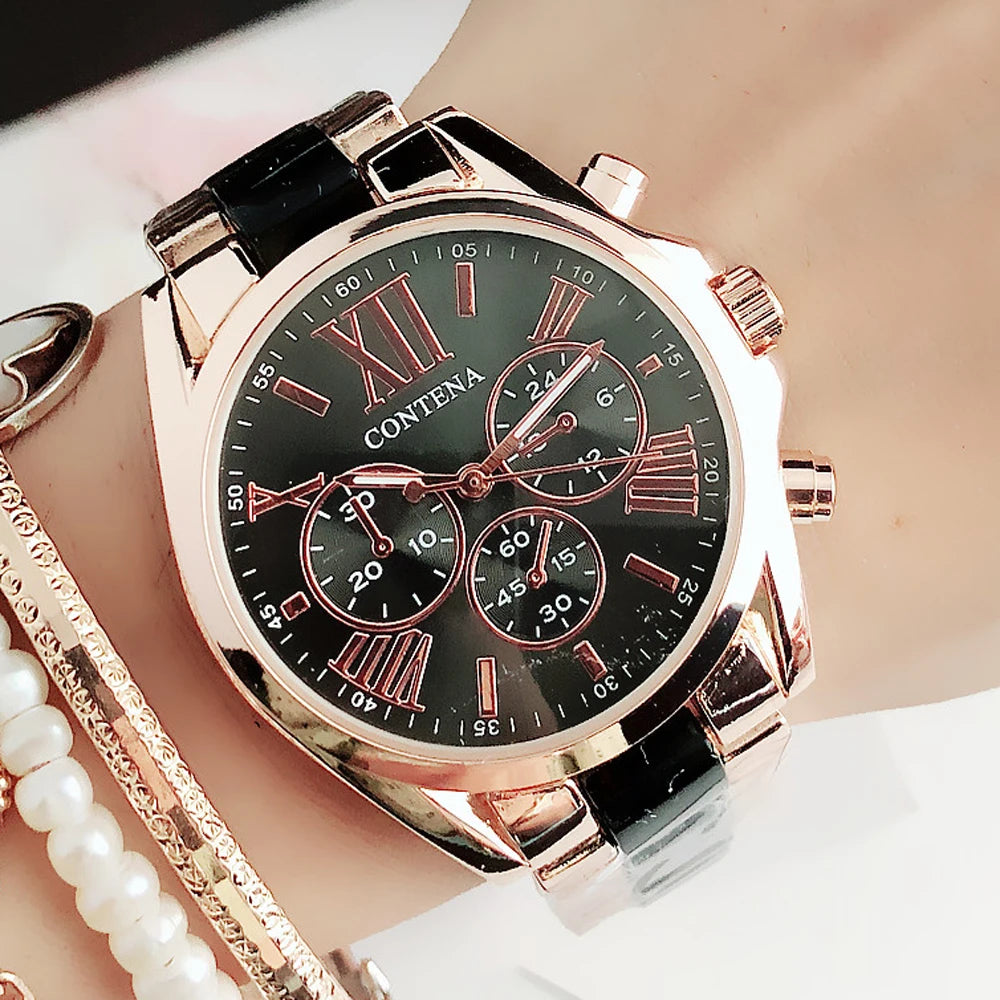 Contena CT563 Women's Quartz Dress Watch Alloy Round Dial