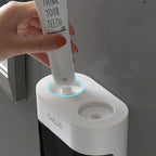 Wall Mount Automatic Toothpaste Dispenser with Magnetic Toothbrush Holder