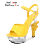 Women's Patent Leather Rhinestone Sandals and Platform High Heels