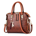 Women's Crocodile Pattern Tassel Shoulder Crossbody Bag