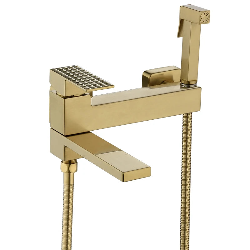 Wall Mount Bathtub Shower Mixer Faucet Set with Handheld Sprayer