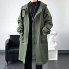 Men's Loose Fit Korean Style Casual Trench Long Coat