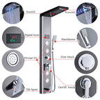 LED Rainfall Shower Panel Tower System with Massage Jets