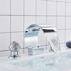 Waterfall Basin Faucet and Dual Crystal Handle Bathroom Mixer Tap