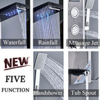 LED Rainfall Shower Panel Tower System with Massage Jets