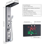 LED Rainfall Shower Panel Tower System with Massage Jets