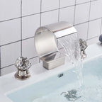Waterfall Basin Faucet and Dual Crystal Handle Bathroom Mixer Tap