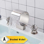 Waterfall Basin Faucet and Dual Crystal Handle Bathroom Mixer Tap
