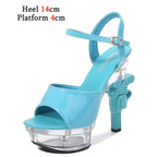 Women's Patent Leather Rhinestone Sandals and Platform High Heels