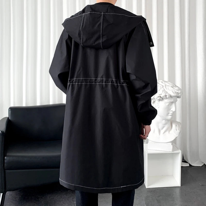 Men's Loose Fit Korean Style Casual Trench Long Coat