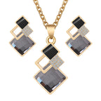 Women's Fashion Elegant Crystal Bridal Necklace and Earrings Set