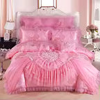 Luxury Princess Jacquard Duvet Cover and Lace Bedding Set