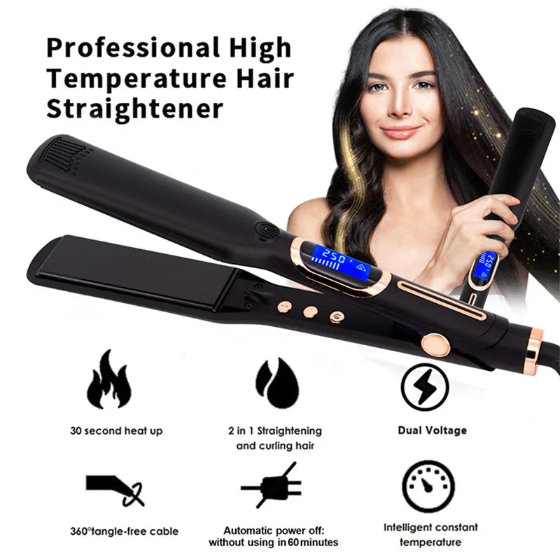 Professional Tourmaline Ceramic Hair Straightener and Curler Dual Voltage