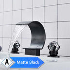 Waterfall Basin Faucet and Dual Crystal Handle Bathroom Mixer Tap