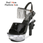 Women's Patent Leather Rhinestone Sandals and Platform High Heels