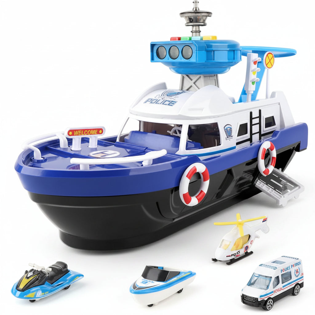 Kids Inertia Large Simulation Track Boat Music Light Playset Toy QWZ440